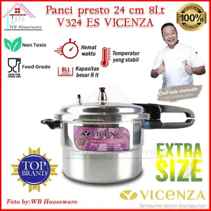 panci presto 8liter / pressure VICENZA V-324-ES handle hitam /Stainless