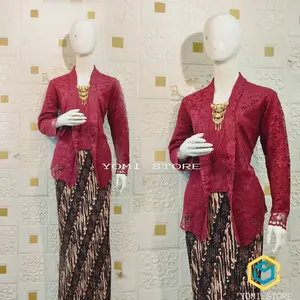 YOMI STORE ATASAN KEBAYA BRUKAT KUTU BARU PANJANG FULL FURING Setelan Baju Wisuda Brokat Silk Dress dengan Rok Sutra Silk Size M hingga XXL