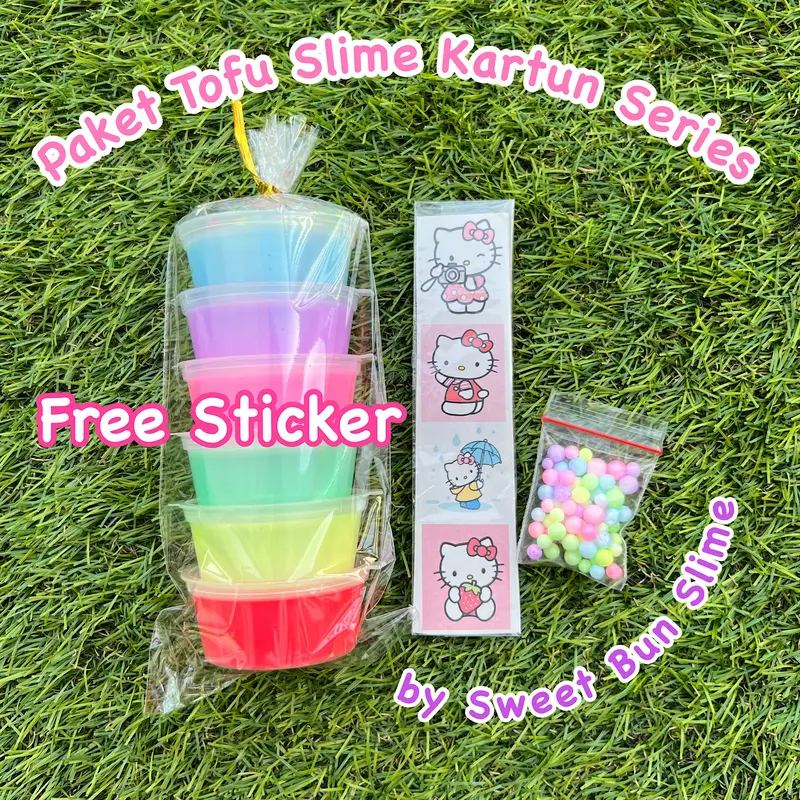 Paket tofu slime isi 6 wangi kartun series FREE sticker 2
