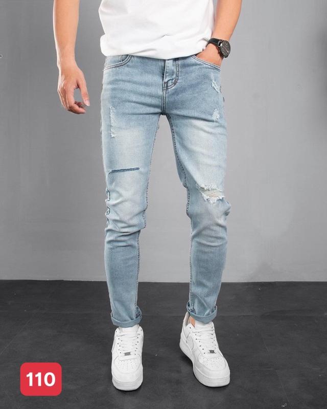 (HÀNG MỚI) Quần jean nam dài ống suông form slimfit rách nhẹ gối co giãn đa chiều Menswear Pants Cotton 6