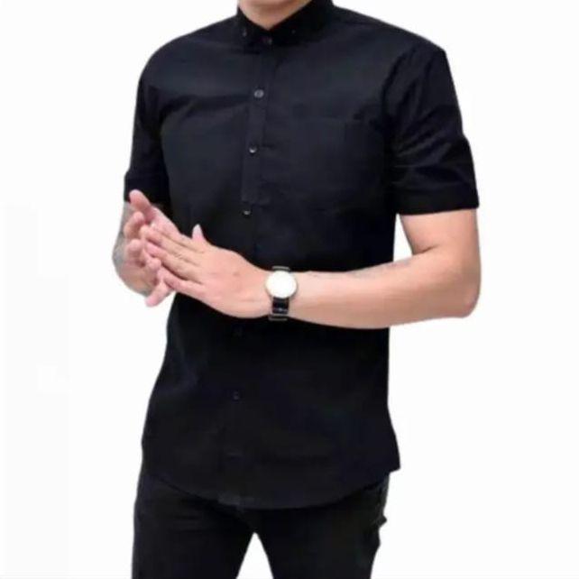Kemeja Pria Lengan Pendek Formal Casual Baju Kemeja Dewasa Distro Terbaru Katun Cowok Keren Hem Slimfit Hitam Kantor 2