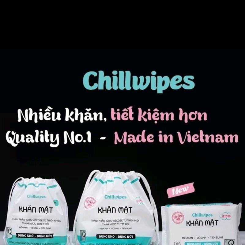 khăn mặt khô Chillwipes dùng 1 lần.lau khô lau ướt( cuộn và gói ướt 80 miếng)
