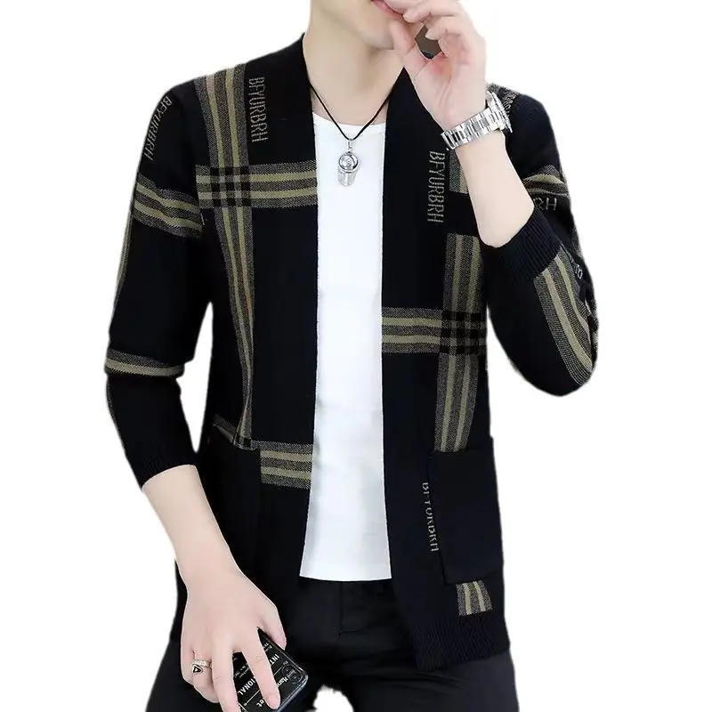 Áo Khoác Cardigan Len Dệt Kim, Dành Cho Nam Giới, Bộ Sưu Tập Mùa Thu, Thiết Kế Kẻ Sọc Hàn Quốc, Áo Khoác Nam Hợp Xu hướng Hàng Mới Về, Có Ngày Tháng Năm 2025