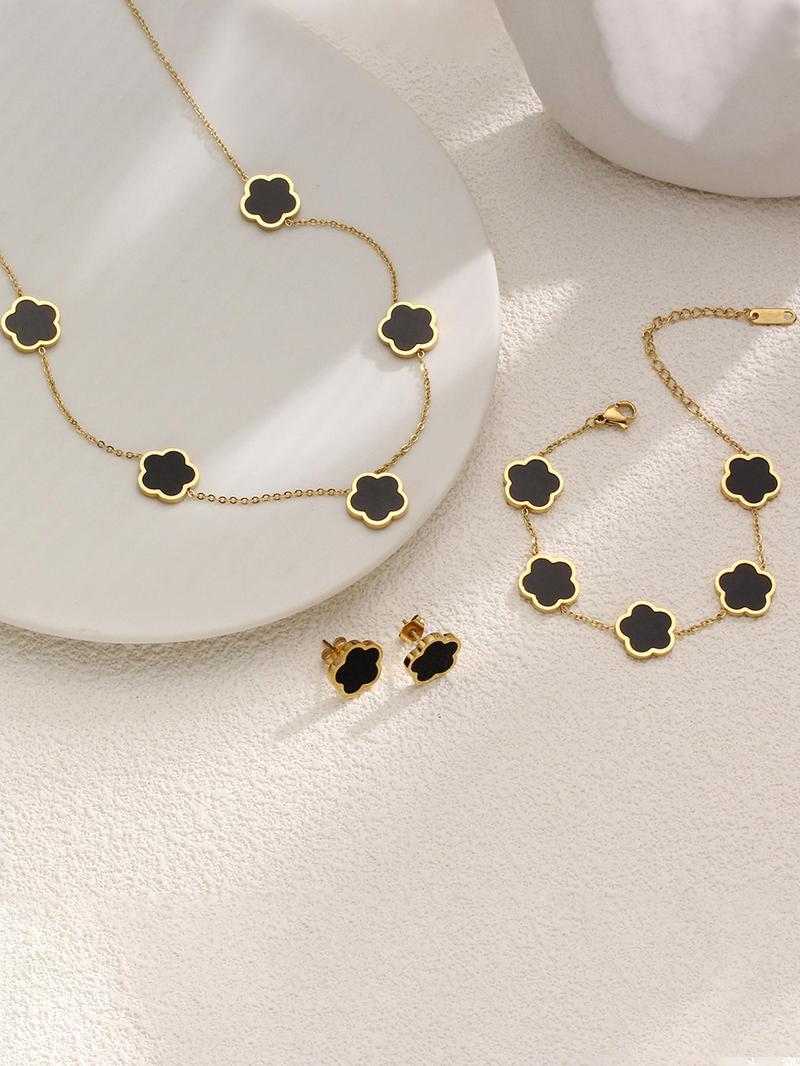 Product Introduction of Flower Design Summer Jewelry Set, Casual Earrings & Necklace & Bracelet, Women's Trendy All-match & Exquisite Jewelry for Party, Daily Clothing Decor 11