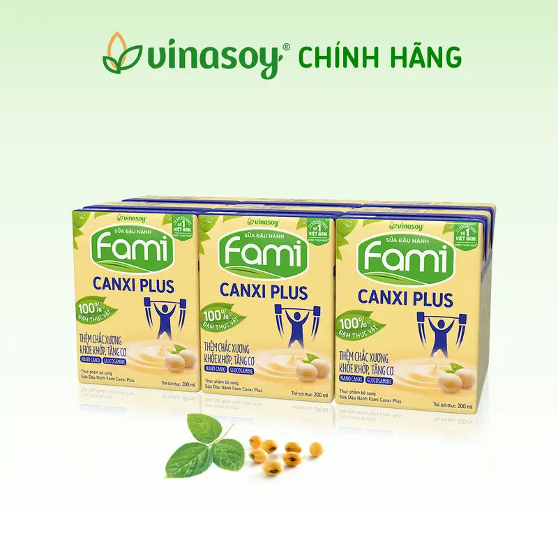Thùng sữa đậu nành Fami Canxi Plus nguyên vị (ít đường) 36 hộp x 200ml) 8