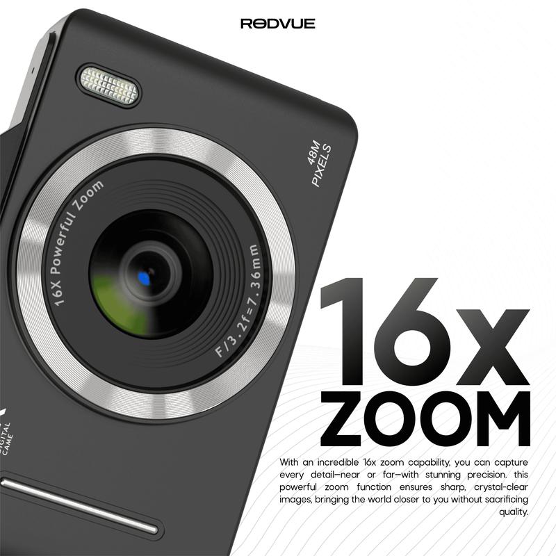Product Introduction of Kamera Digital, RODVUE, N3, Resolusi HD Asas, 48MP, Zum 16x, Denyar Terbina dalam, Fokus Auto, Skrin IPS, Pilihan Mesra Bajet Usb 5