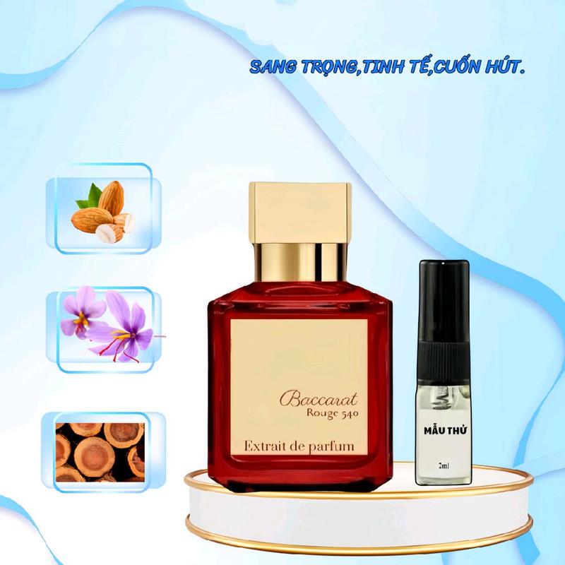 Mẫu Thử 2ML Nước Hoa Nam Nữ Xịt Thơm,Nước Hoa mfk 540 Bacccarat Rouge,chai chiết 2ml Lưu Hương Siêu Lâu