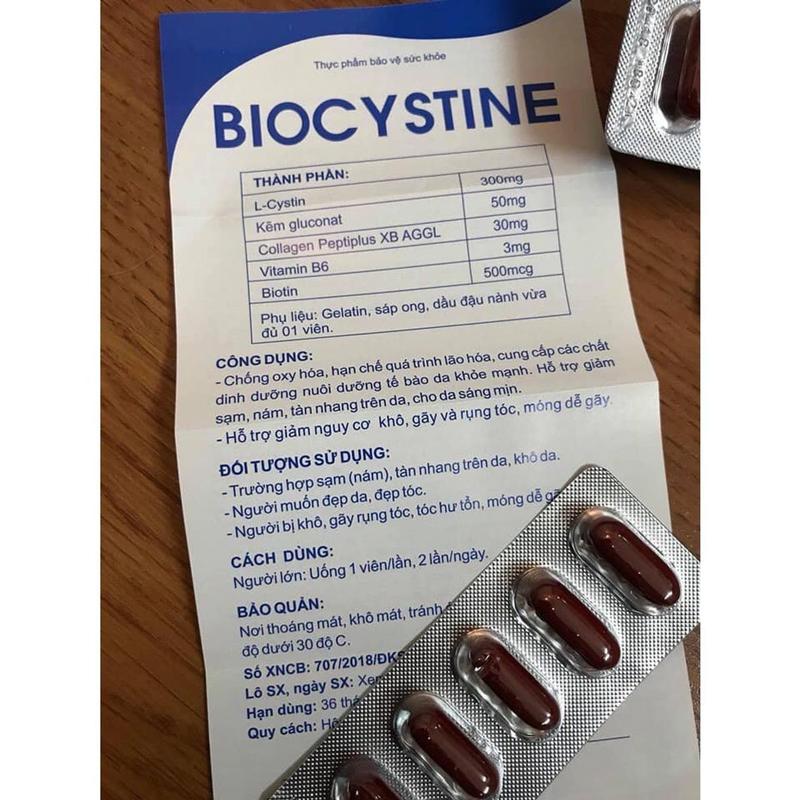 Viên uống Biocystine hỗ trợ đẹp da, chống lão hóa, mọc tóc, mọc mónġ (30 viên) cystine 2