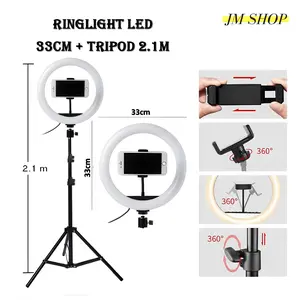 Ringlight 33CM + Tripod 2.1 Meter Ring light Tripod Lengkap Murah Jumbo Besar Paket Lengkap Aksesoris Holder