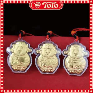 Ornamen Gantung Dewa Rezeki Cai Sen Emas - Pendant Key Chain Keberuntungan Fengshui Gantungan Ponsel Tas Kendaraan Perlengkapan Spiritual Rezeki