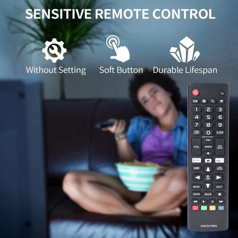 Điều khiển từ xa đa năng, cho TV thông minh LG, Tất cả các mẫu LG, LCD, LED, 3D, HDTV, TV, AKB75375604 và AKB75095307 5
