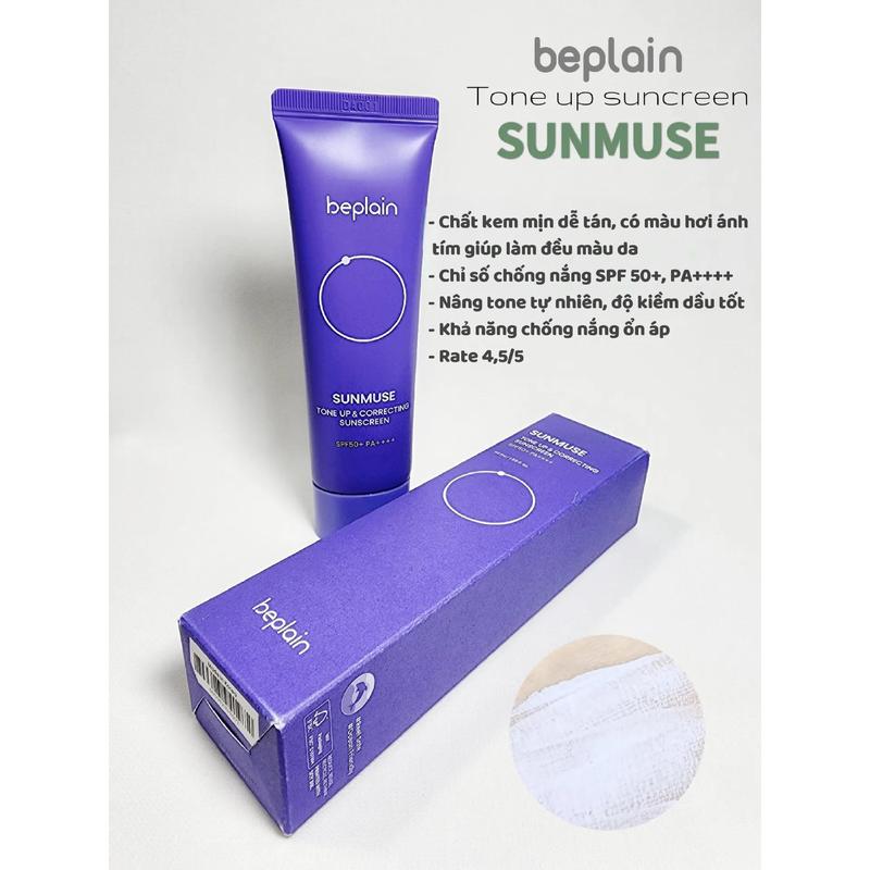 Kem chống nắng lai BEPLAIN Sunmuse Nâng tone & Hiệu chỉnh tone da SPF 50+ PA++++ ( Tím đậm ) - Tabula Century 4