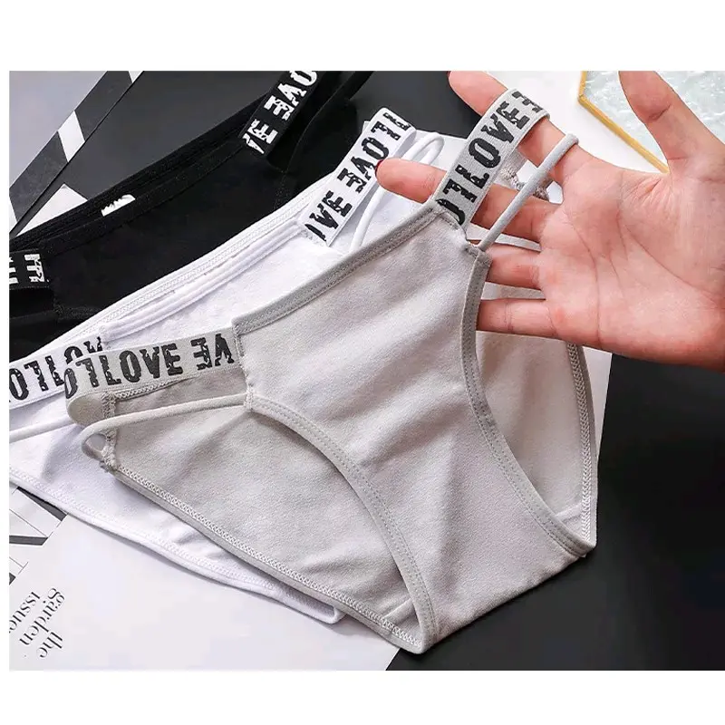 FINETOO Celana Dalam Wanita Katun Low Waist Letter Print Nyaman & Stretching 5