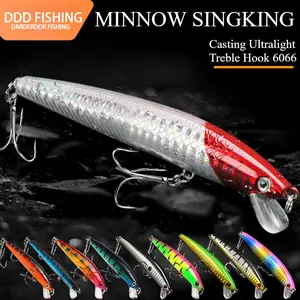 Umpan Pancing Ikan Minnow Sinking Lure Ring Bead 8cm/10cm 3D Fish Eyes Casting Ultralight + Treble Hook 6066