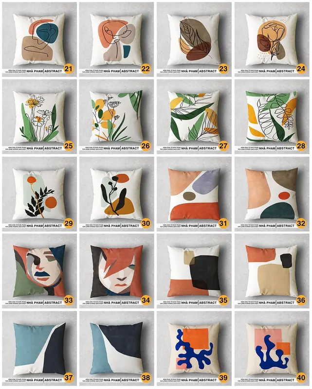 GỐI ÔM SOFA ABSTRACT , VẢI BỐ IN HÌNH (1->40) (45x45cm) 4