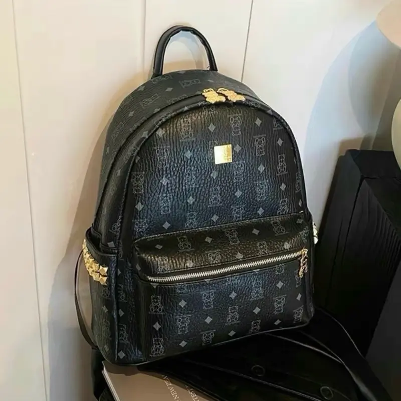 Balo gấu size40 chất liệu da tay khoá kéo bằng đồng xịn sò bản quai to 5cm quai bé 4cm đựng sách vở laptop ipad các loại 5
