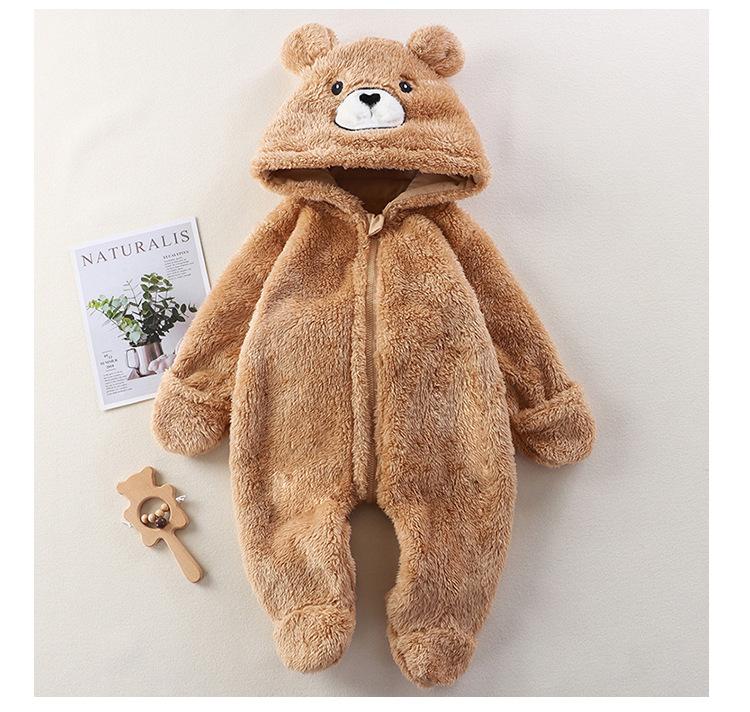 Baby Home Jumpsuit Autumn Winter Cute Cartoon Bear Onesie Outdoor