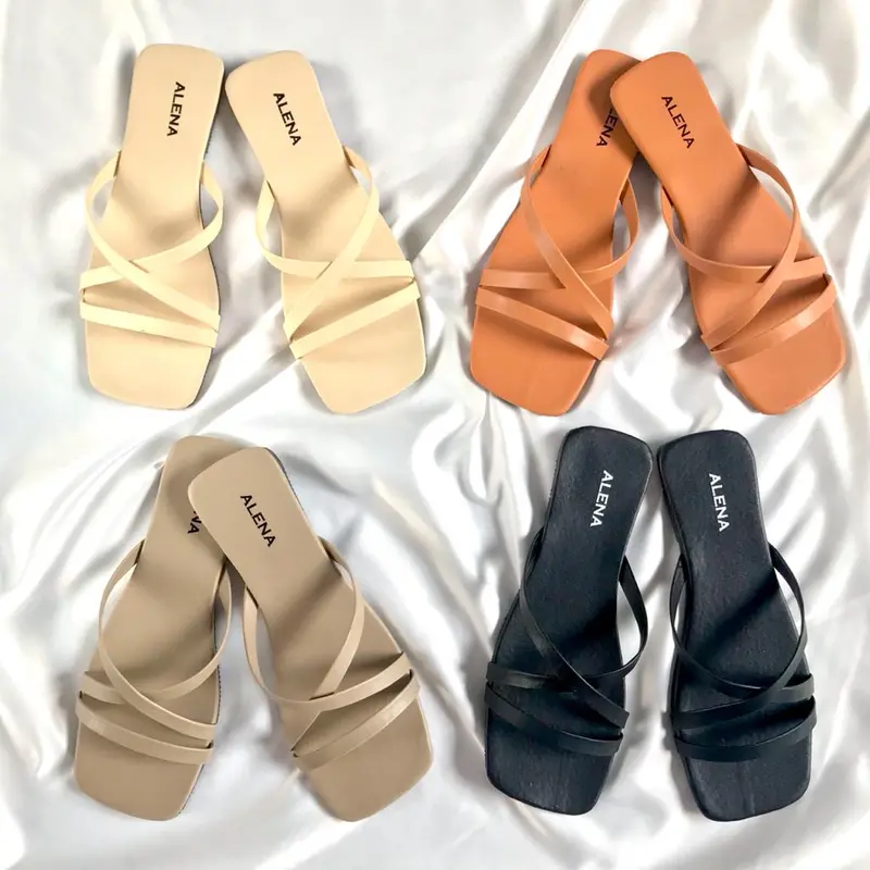 Sandal Wanita Teplek Tali Silang Flat Polos Tanpa Hak D-1 3