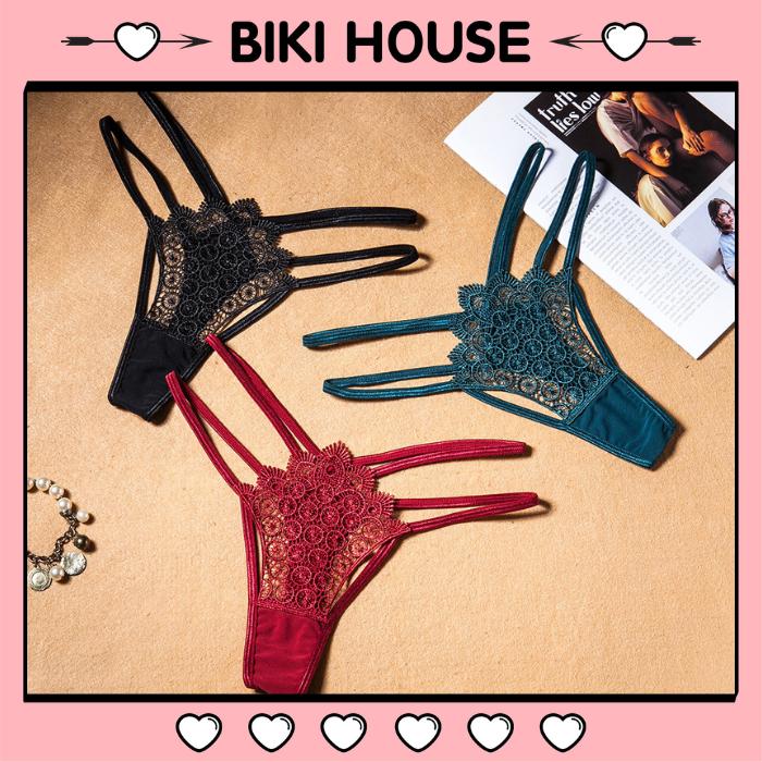 Quần lót ren cạp cao tinh tế mềm mại không gây cấn da quần chip dây nữ quyến rũ tôn dáng BIKI HOUSE T348