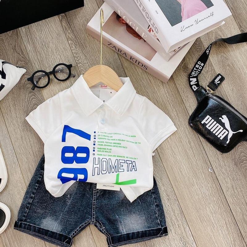[BỘ CHO BÉ TRAI] Áo sơ mi kết hợp với quần bò jean size 8-20kg 1