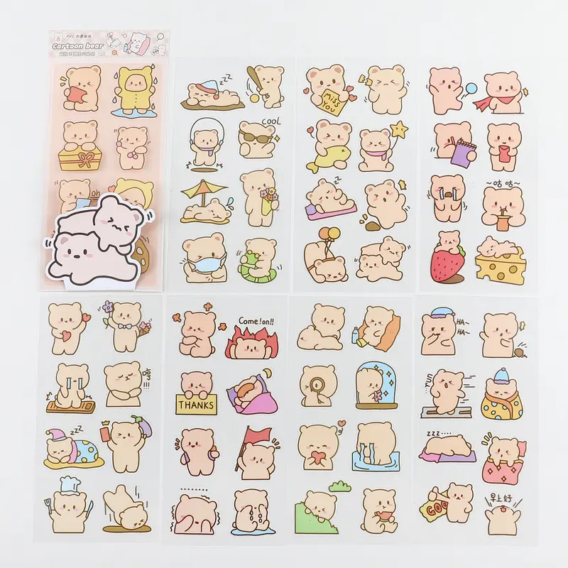 8 lembar stiker pvc motif lucu-lucu Alat Paper Stationery 3