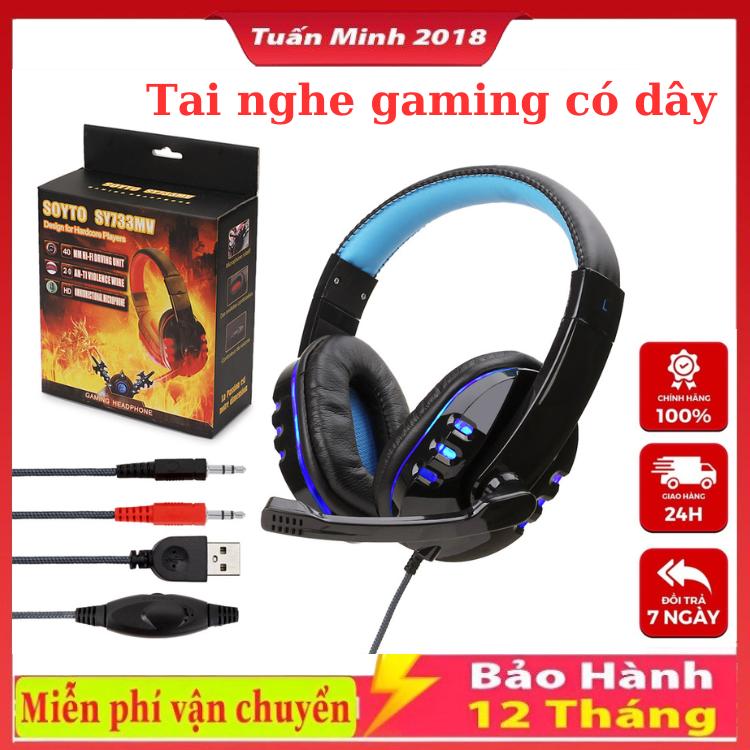 Tai nghe chụp tai gaming có dây 722 / K2có đèn LED míc đàm thoại headphone game