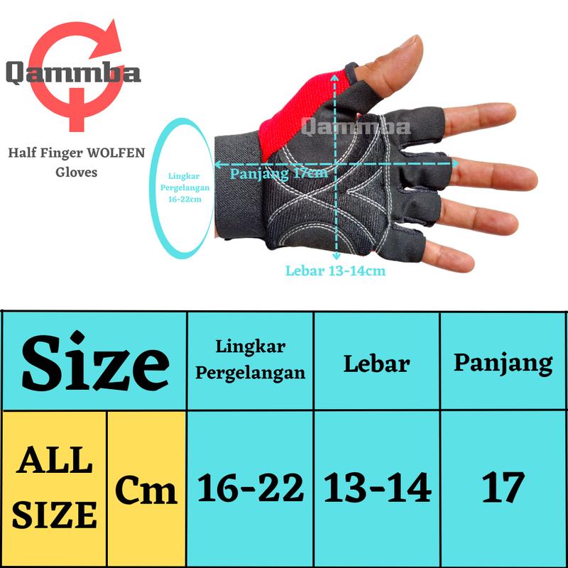 Product Introduction of QAMMBA - Sarung Tangan Motor Setengah Jari / Half Finger Gloves / Sarung Tangan Wofen 1