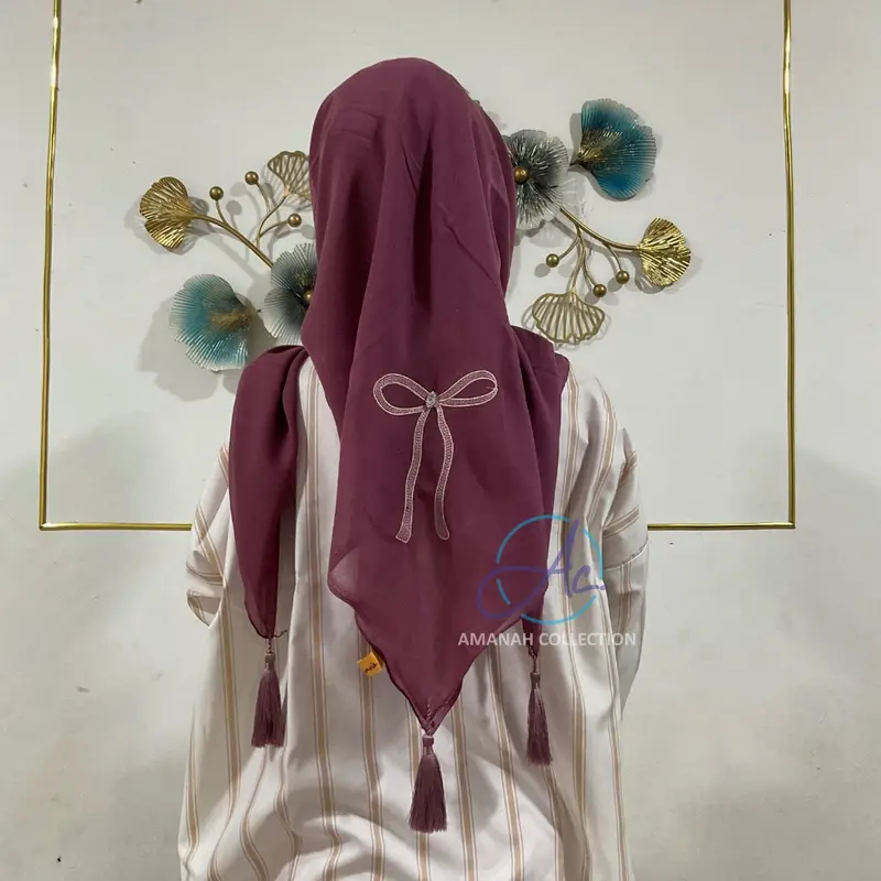 Hijab Coquette Tassel Bordir Pita Jilbab Paris Tasel Hijab Ribon 1