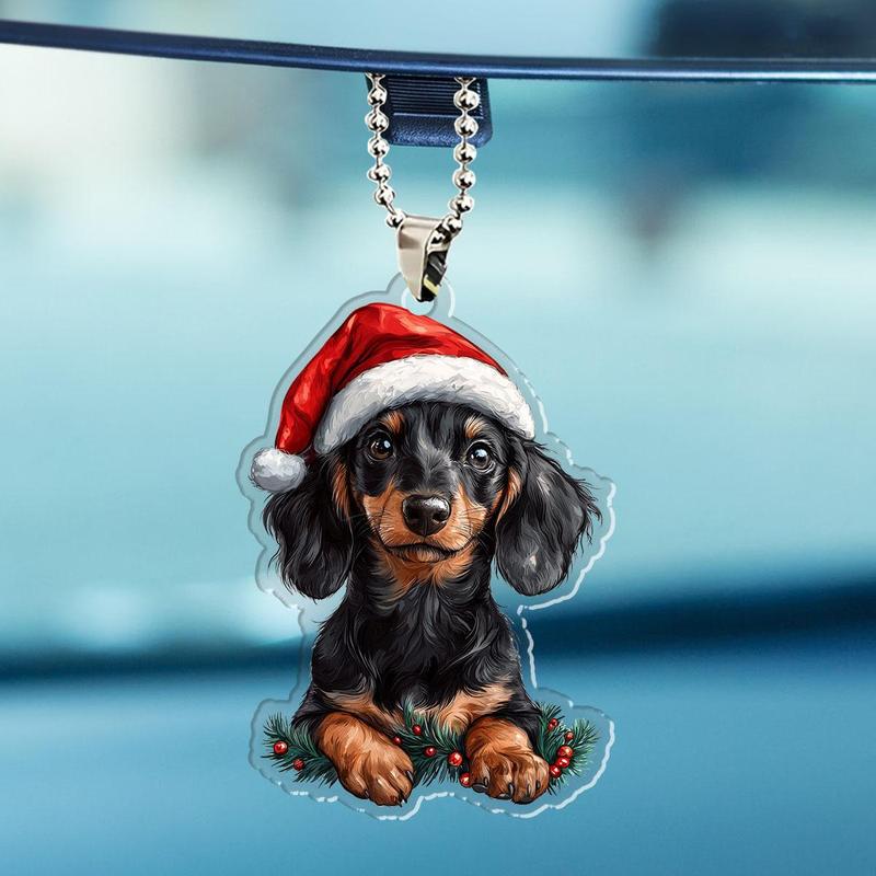 Product Introduction of Cute Dog Design Car Hanging Ornament, 1 Count Acrylic Car Rearview Mirror Pendant, Universal Festive Decorative Accessories for Car Home Office 8