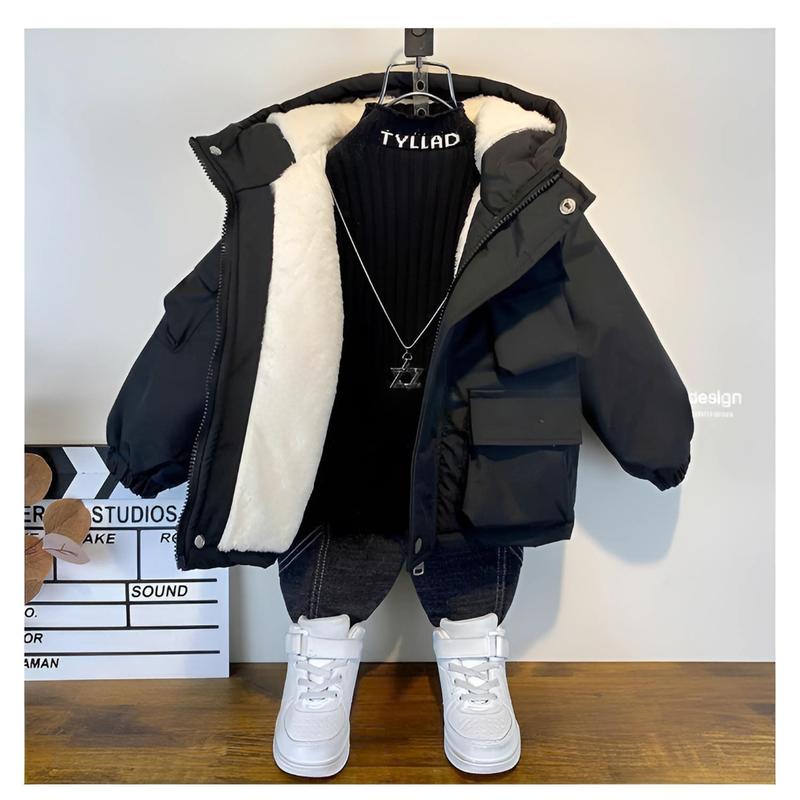  Áo Khoác Gió Lót Lông Cho Bé Trai Và Gái Vải Tráng Bạc Cản Gió Chống Nước Giữ Ấm Cơ Thể- 12-45 Kg 