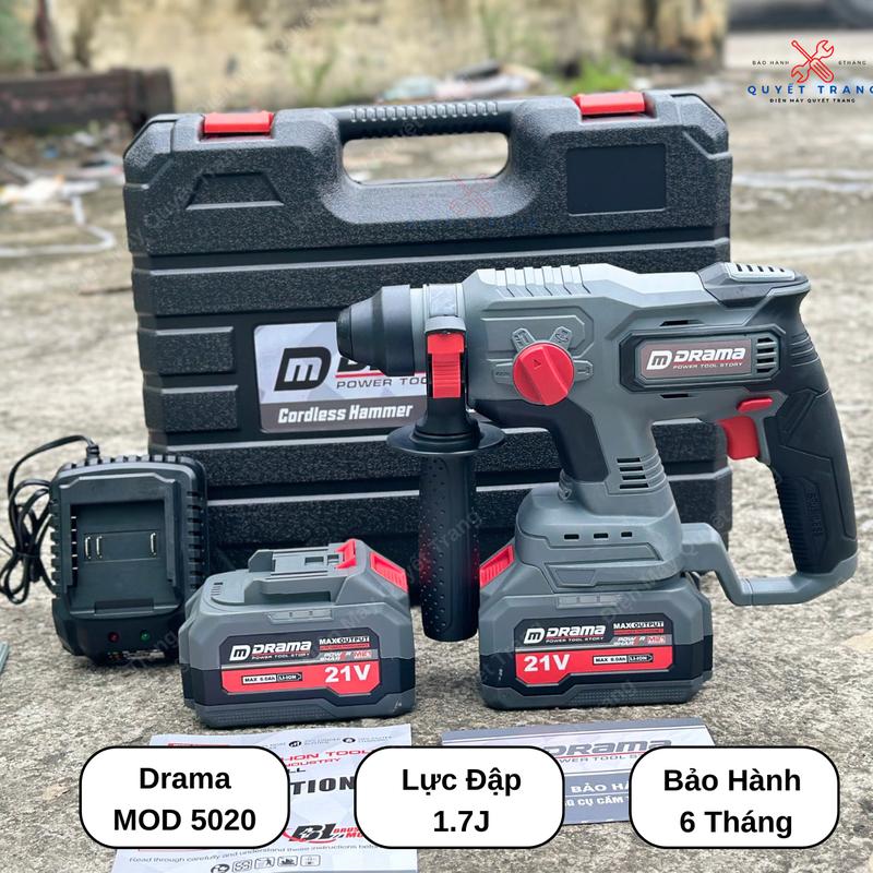 Máy Khoan Bê Tông Pin Drama  D-5020 3 Chức Năng 2 Pin 15 Cell Chân Pin Phổ Thông Bảo Hành 6 Tháng
