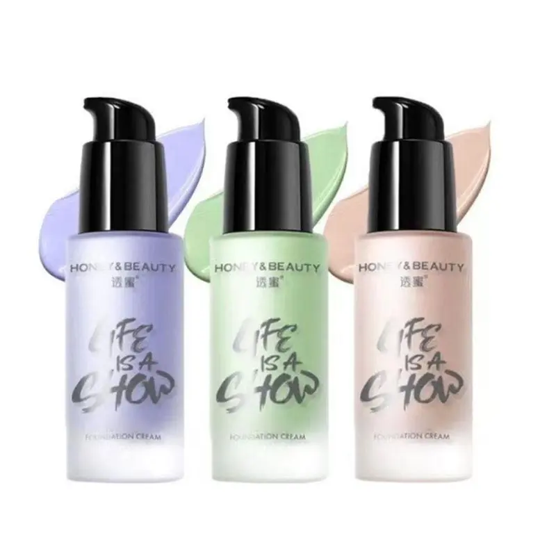 Kem Lót Màu Xanh Lá Cây Và Tím, HONEY BEAUTY, Dưỡng Ẩm, Thích Hợp Cho Lớp Nền Trang Điểm, Lâu Trôi, Cho Khuôn Mặt, N8L7 5
