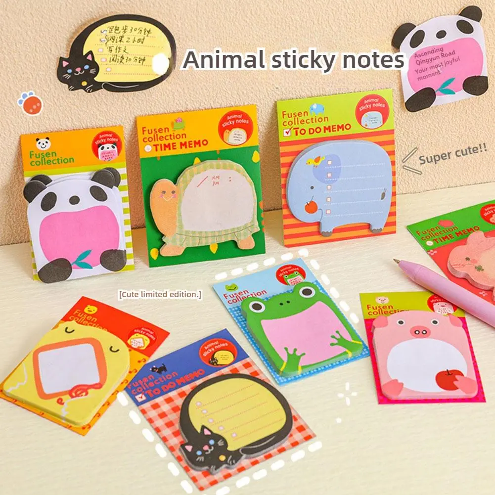 สติ๊กเกอร์โน้ต Post-it สัตว์สวนสัตว์ ดีไซน์น่ารัก แผ่นจดแบบฉีกขาด G9H6