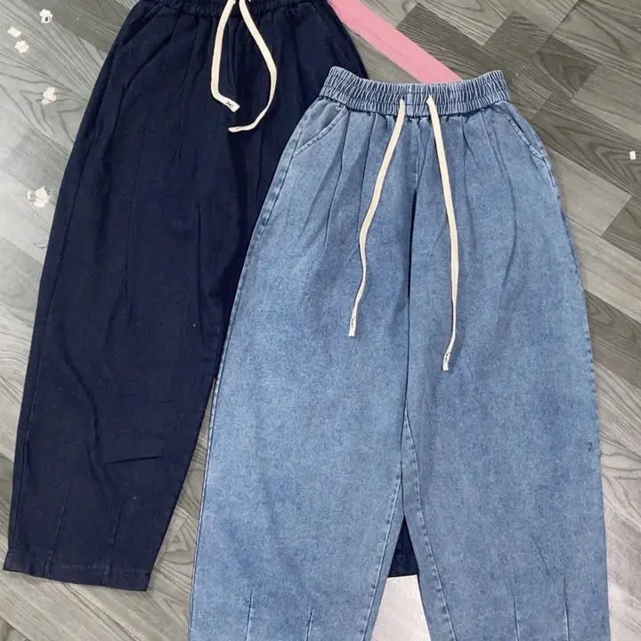 ￼Quần baggy jean  HÀNG CAO CẤP  Quần bò baggy lưng cao chất liệu jeam mềm mịn dày dặn kiểu dáng trơn basic có túi 2 bên M 29