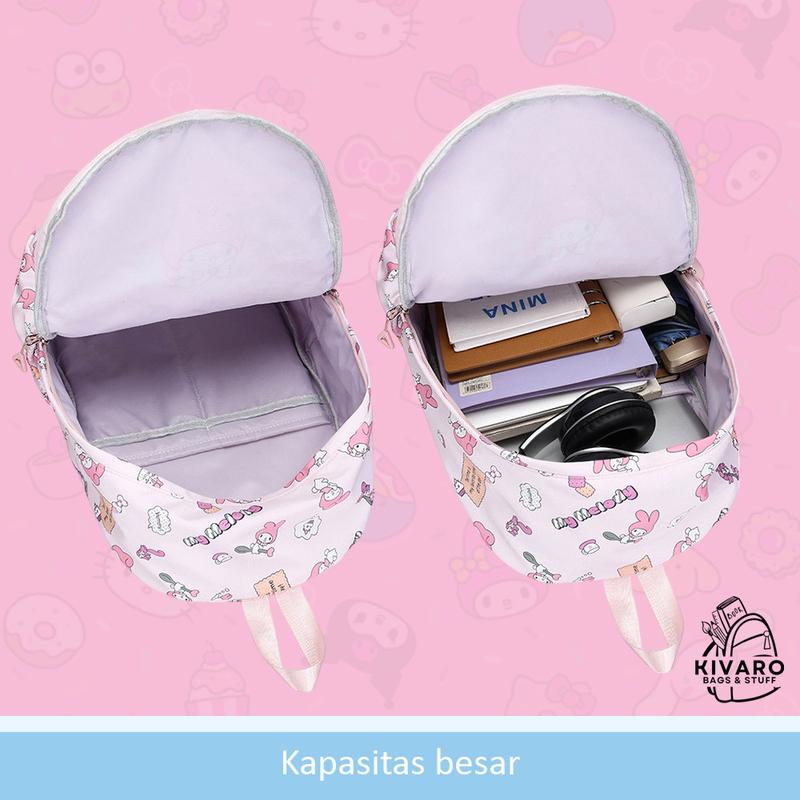 Tas Ransel Sanrio Besar SD SMP SMA Kuromi Pochacco Melody & Hello Kitty | CL08 Kivaro Anak Motif Fashion 6