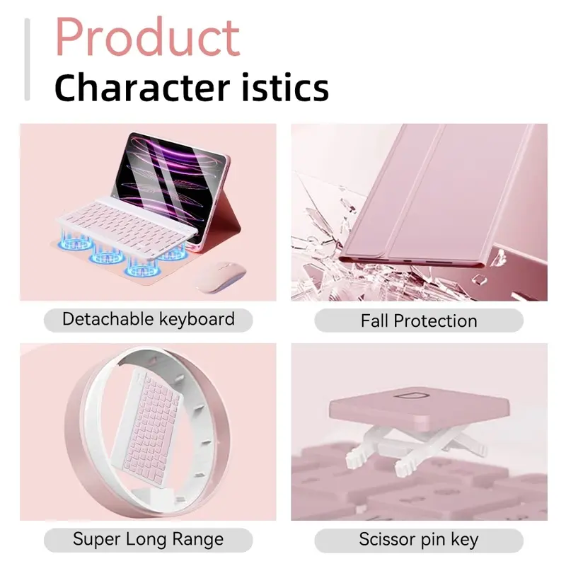 3in1 Paket Case For Redmi Pad SE 11inch/Redmi Pad Pro 12.1inch Universal Keyboard Wireless - Mouse Wireless + Magnetic Case For Xiaomi Pad 6 11inch Casing With Slot Pen Auto Lock Wake Up 2