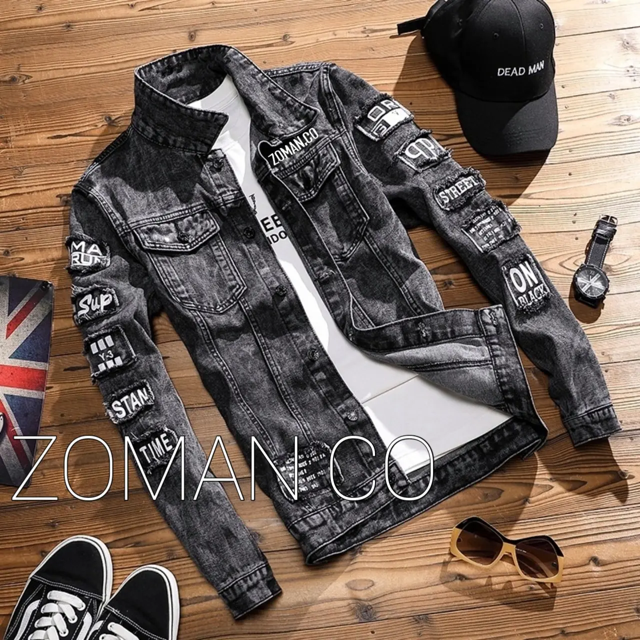 Jaket Jeans Denim Z01 Emblem Black Snow|Jaket Jeans Dengan Design Bordir|Jaket Denim Hitam|Jaket Jeans New Fashion Pria dan Wanita Size M L dan XL