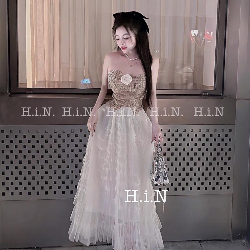 Set cv lưới dài áo quây dạ đính hoa  sm 2