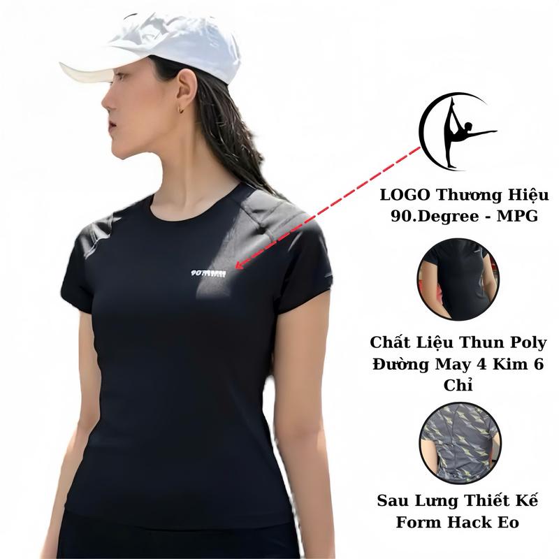 Áo Cộc Cổ Tròn MPG, 90 Degree Chất Liệu Thun Poly Tập Gym, Yoga, Aerobic Đường May 4 Kim 6 Chỉ ALITA Top Sport 1