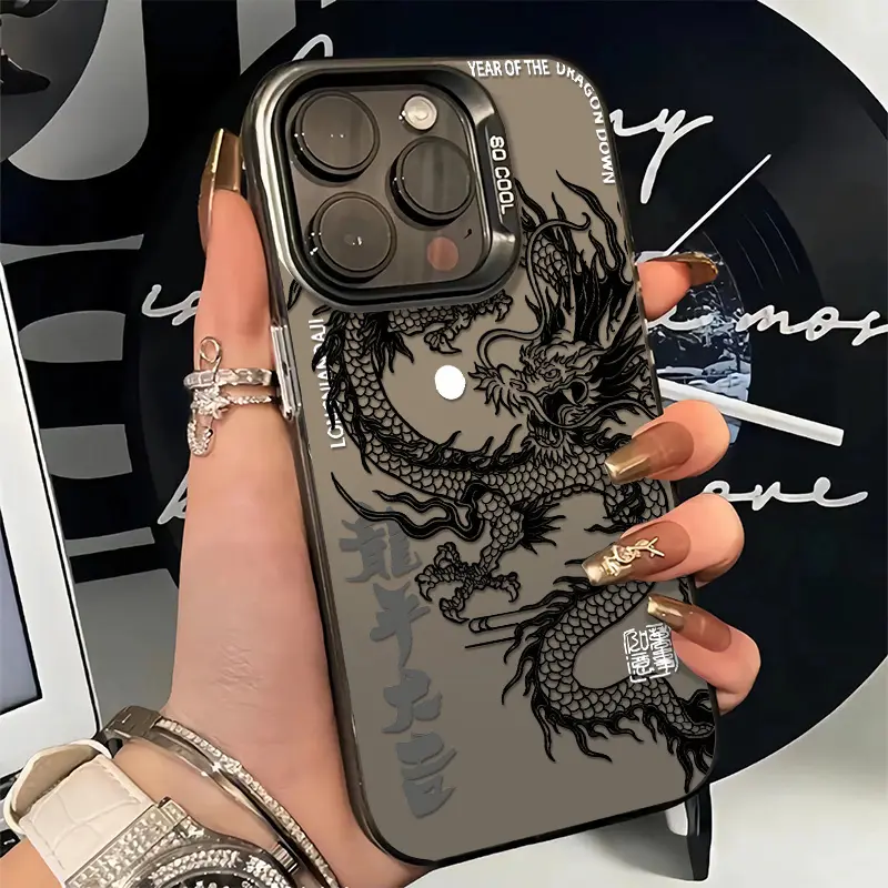 Ốp Điện Thoại Họa Tiết Rồng, Hợp Xu hướng, Cao Cấp, Tương Thích Với iPhone 15Pro Max, 14, 13, 12, 16, 11Promax, 7 / 8 Plus, X, XR, XSMAX, SE2020, IMD Ốp Cứng, Silicon, Bảo Vệ Chống Sốc, IMD