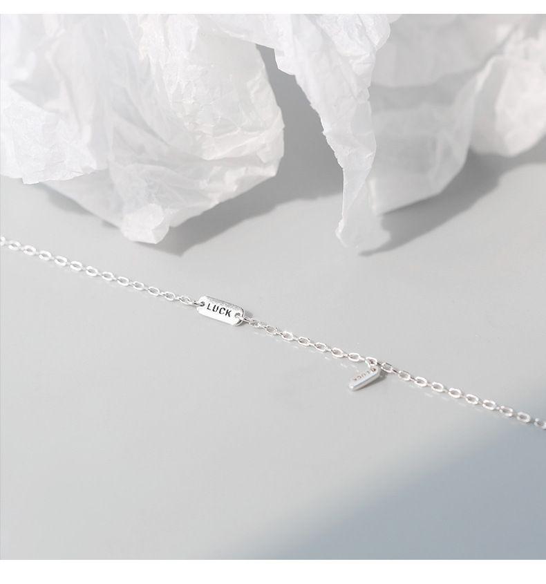 Product Introduction of 925 Silver Luck Square Plate Lucky Bracelet Niche Design Student Jewelry Ins Cold Style Female Exquisite and Versatile Female 10
