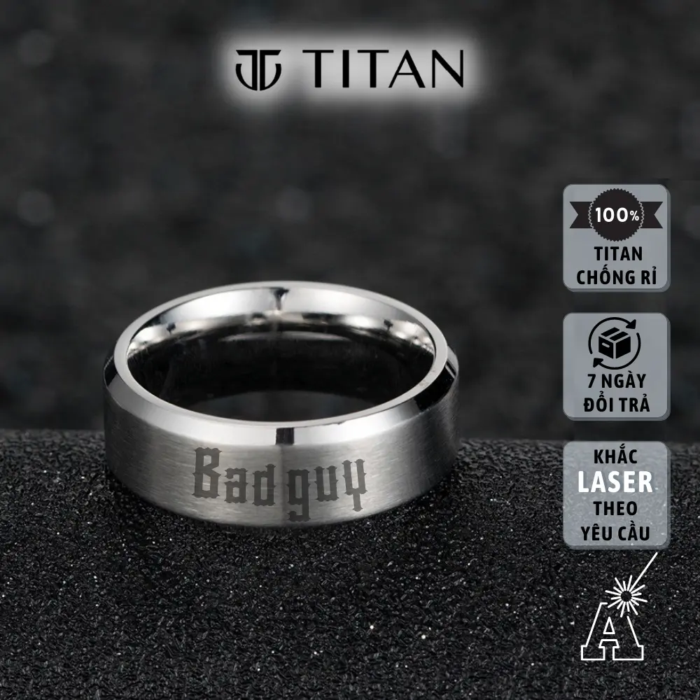 Nhẫn nam nữ khắc tên theo yêu cầu, nhẫn thời trang thanh lịch phù hợp làm quà tặng không gỉ Titan Shop Hoa không ốp mèo trắng