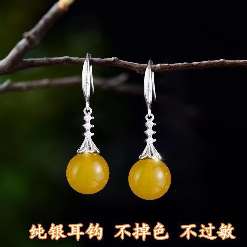 Product Introduction of Hoa Tai Bạc, Thiết Kế Thanh Lịch, Dành Cho Phụ Nữ, Chalcedony Và Mã Não Xanh, Bán Chạy Trên Internet, Hoa Tai Dài Ngọc Lục Bảo Mới, Hoa Tai Chống Trang Sức 20