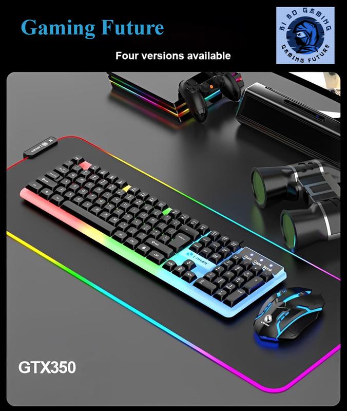 Bàn phím giả cơ gaming GTX350 kèm chuột có dây với đèn Led 7 màu chuyên dùng cho máy tính PC, Laptop chuột gaming ban phim bàn phím