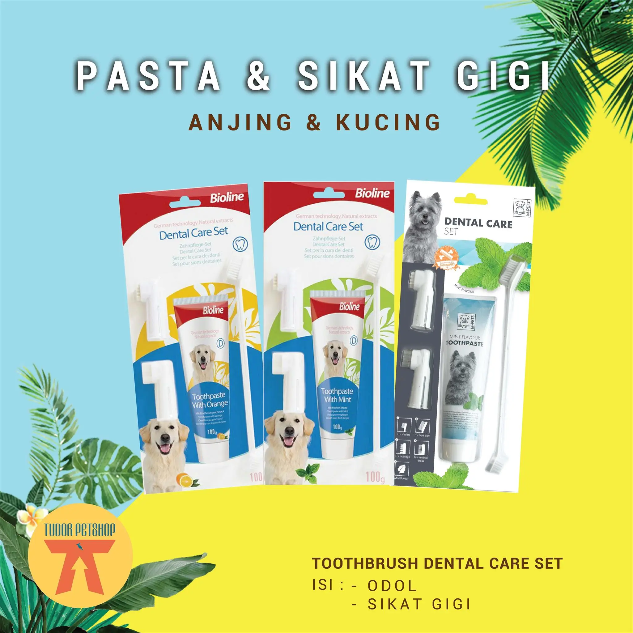 SIKAT GIGI ODOL ANJING KUCING MPETS BIOLINE DENTAL CARE SET