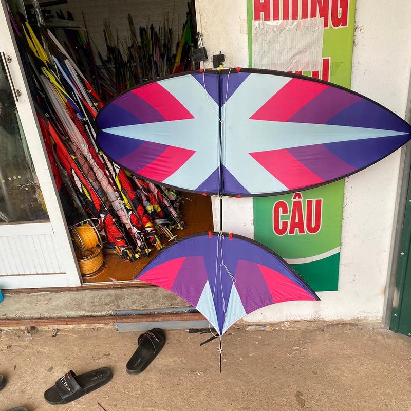 Diều 1m7-2m và 2m5 in nhiệt.(2m-2m5 nan tím VIP)- mẫu xương cá tím.