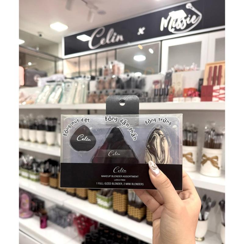Product Introduction of Set 3 bông mút tán nền Celin mềm bám phấn gồm mút dẹt, mút trứng và bông dặm phấn dành cho makeup 17
