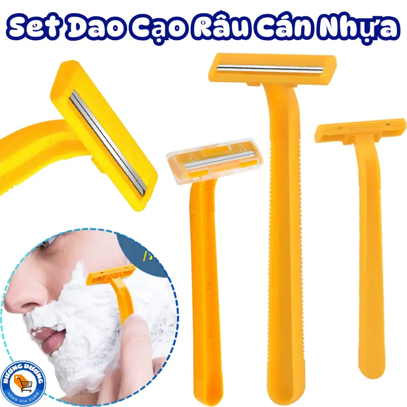 Set 20 Dao Cạo Râu 2 Lưỡi Siêu Tiết Kiệm Cán Nhựa Có Khe Chống Trượt Tiện lợi - Dao Cạo Râu 1 Lần Túi 5 Cây