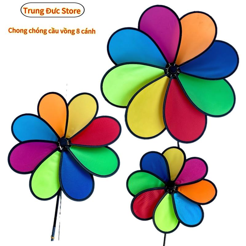Chong Chóng Vải 8 Cánh Nhiều Màu Sắc - Kích Thước 30cm, 38cm & 50cm - Trang trí xe caffe .Decor Phòng, Decor