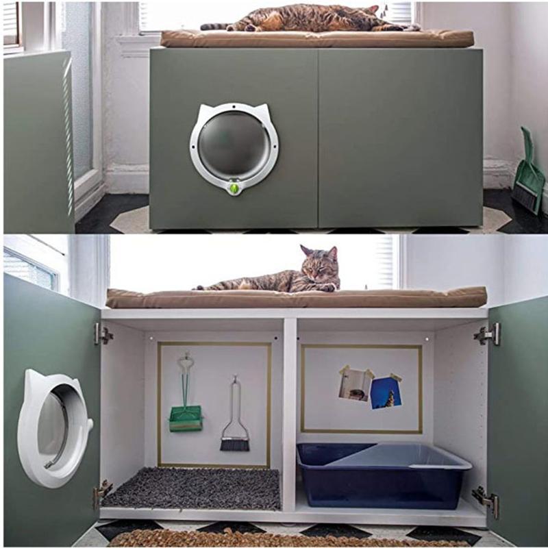 Product Introduction of Lovely Small Round Cat Door with 4-way Lock Plastic Window Lockable Cat Crates Safe Dog Gate Access Pet Supplies Pet Supplies 12